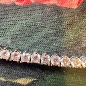 Diamonique sterling Silver heart formed Tennis necklace